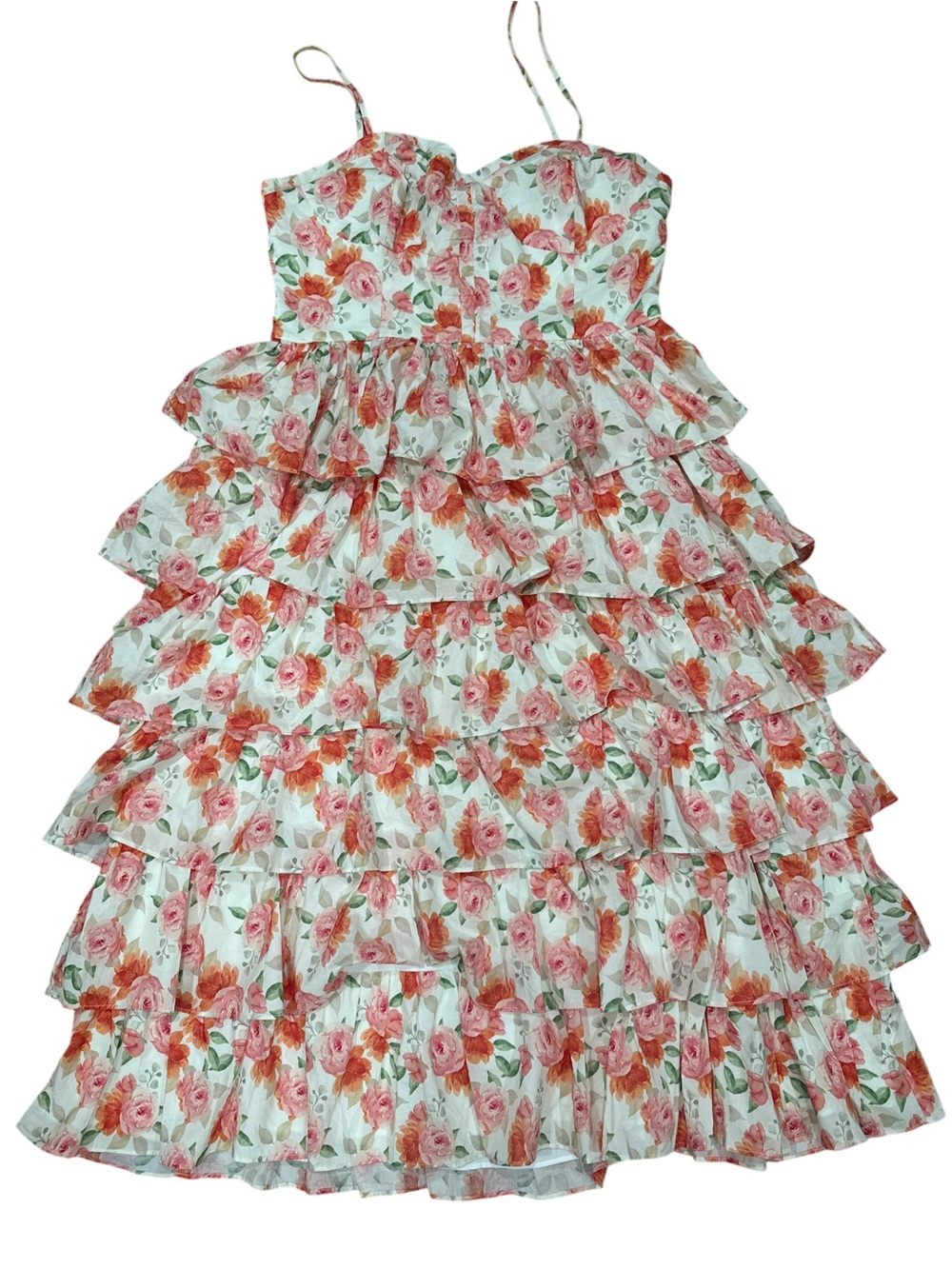 Altar'd State White Floral Tiered Ruffle Sundress